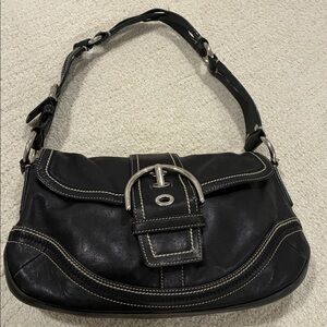 Coach Black Leather Buckle Shoulder Bag